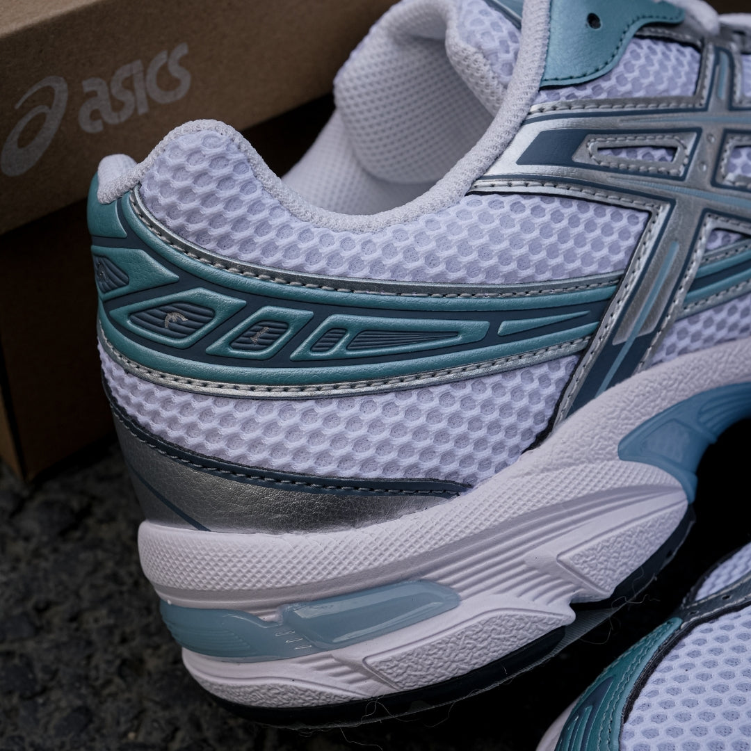 ASICS GEL-1130 'White Shark Skin' (1201A256-116) trainers – heel and rear close-up