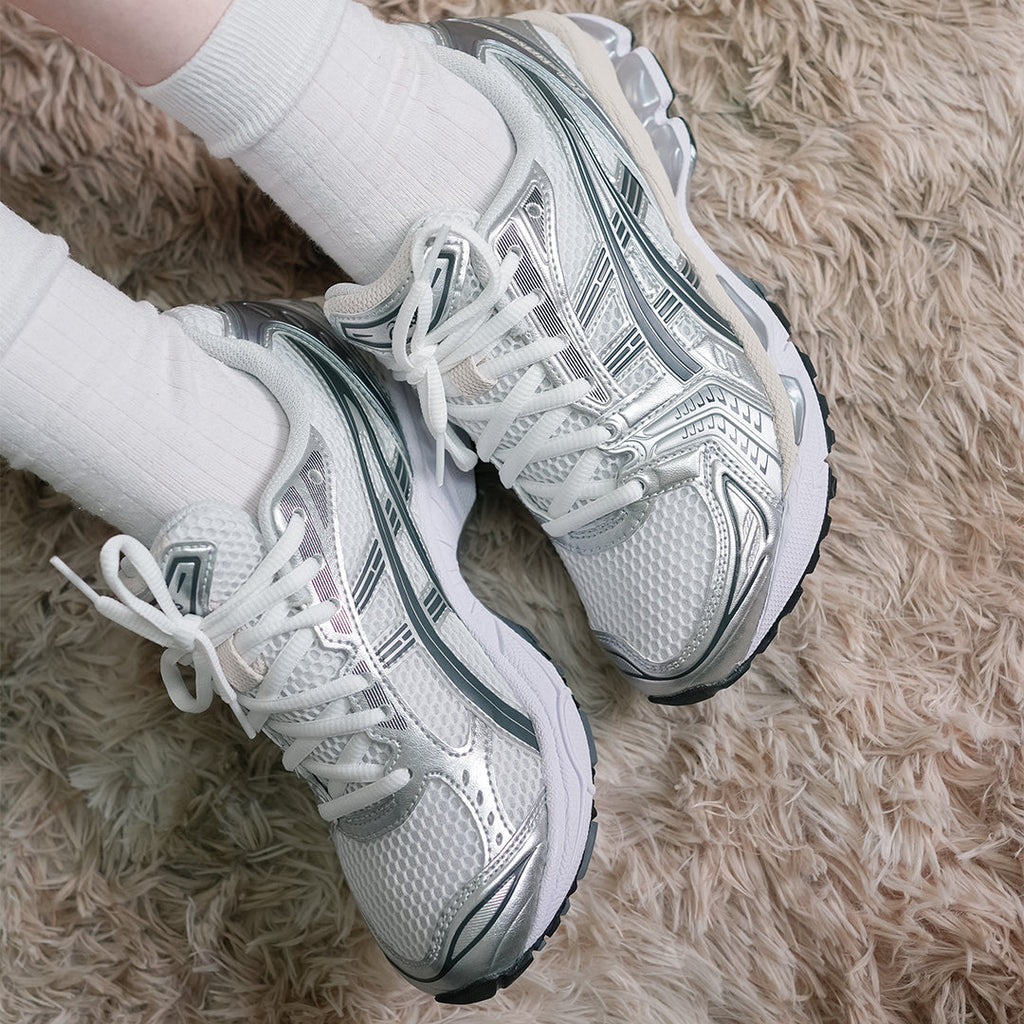 ASICS GEL-Kayano 14 Women’s — on-foot front view with lacing