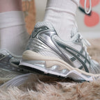 ASICS GEL-Kayano 14 Women’s — lateral close-up of mesh upper and overlays