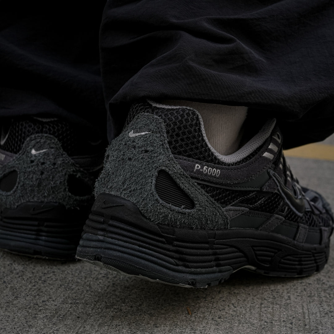 Nike P-6000 Suede Men's Shoes - Anthracite/Chrome/Metallic Silver/Black (HF0015-002) – heel and rear view