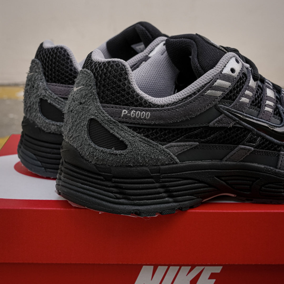 Nike P-6000 Suede Men's Shoes - Anthracite/Chrome/Metallic Silver/Black (HF0015-002) – side view on box